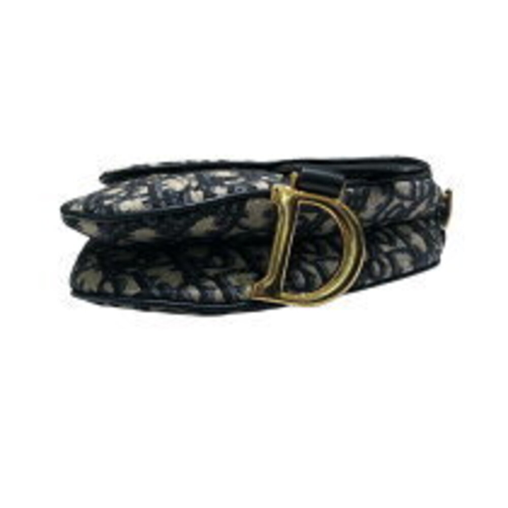 Christian Dior Saddle Bag Navy Blue Jacquard Handbag - Picture 4 of 9